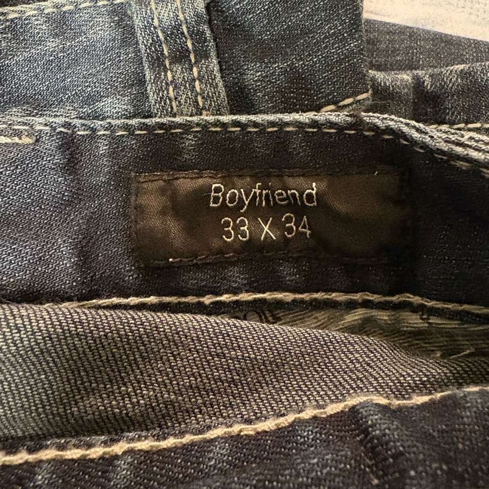 Women’s Rock & Roll Cow Girl Denim Straight Leg Jeans Dark Blue Wash Size 33x34 - Picture 15 of 16
